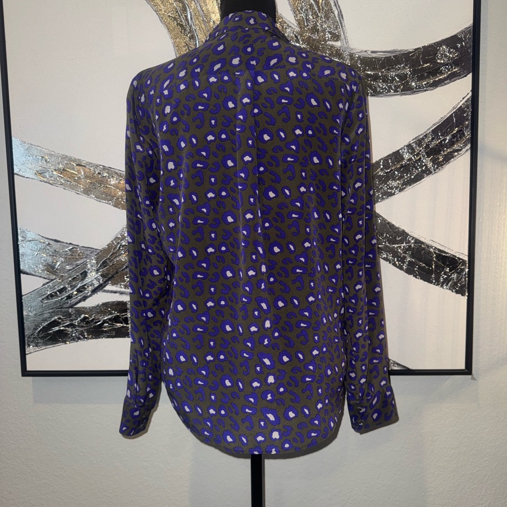 Joe Fresh Purple and Olive Leopard Print Blouse - Picture 4 of 5